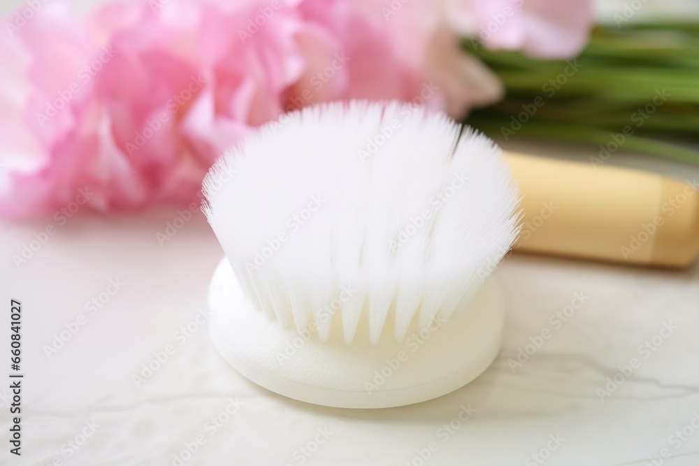 silicone face scrubber on top of a fluffy white towel silicone face scrubber on top of a fluffy white towel