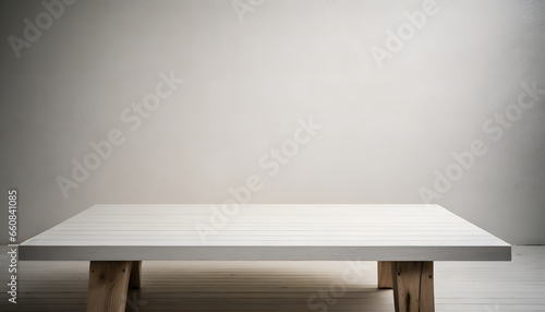 empty room with wooden table, Your Canvas, Your Vision: Montage on White Table