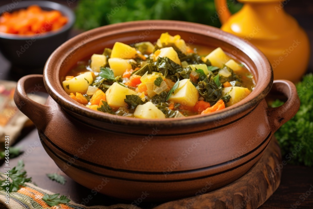 homemade vegetable soup in a ceramic bowl homemade vegetable soup in a ceramic bowl