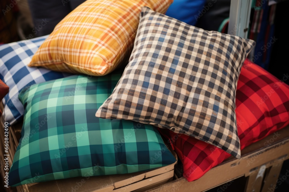 chequered shirts repurposed as decorative pillows chequered shirts repurposed as decorative pillows