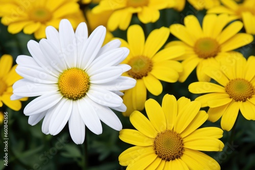 white and yellow daisy flowers in full bloom  side by side