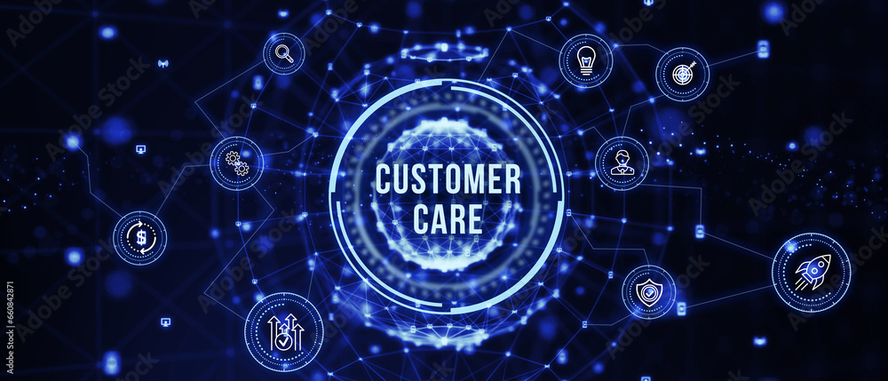 Individual customer service and CRM. Customer care. 3d illustration Individual customer service and CRM. Customer care. 3d illustration