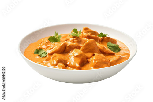 Realistic Butter Chicken on transparent background.