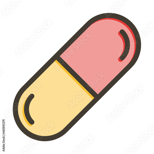 Capsule Vector Thick Line Filled Colors Icon Design