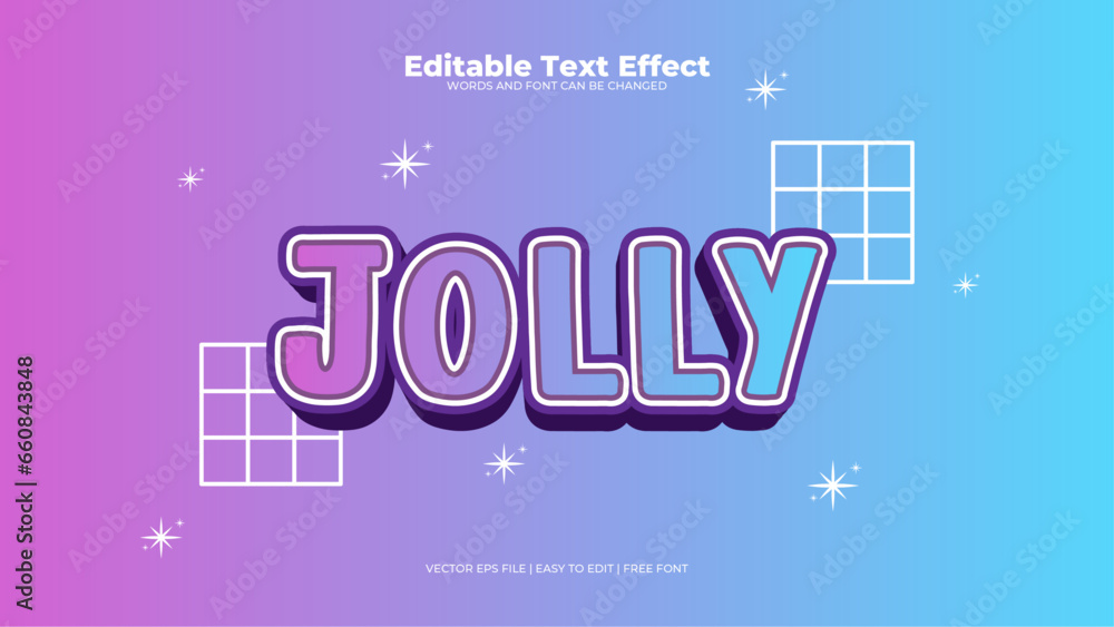 Purple violet and blue jolly 3d editable text effect - font style