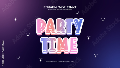 Purple violet and pink party time 3d editable text effect - font style