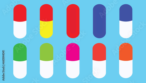 colored pills isolated on light blue. colorful medicines for health