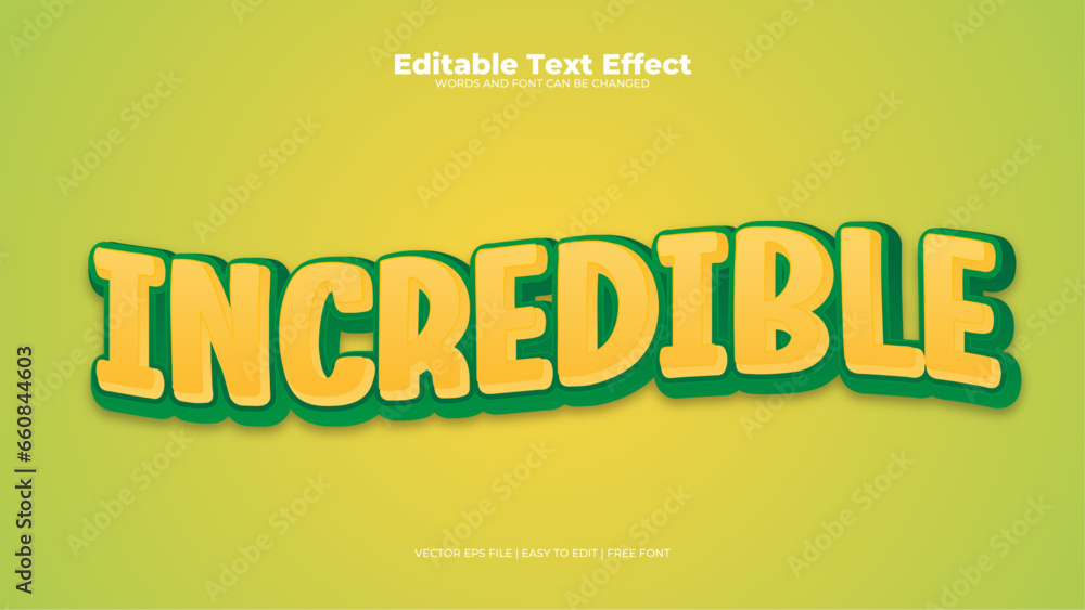 Green and yellow incredible 3d editable text effect - font style