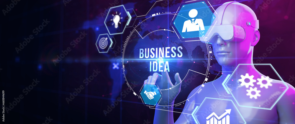 Business idea concept. Business, Technology, Internet and network concept. 3d illustration