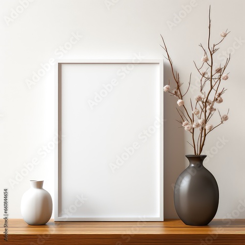 Blank Poster Frame and Empty Vase