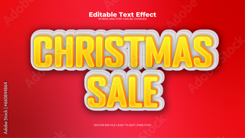 Red and yellow christmas sale 3d editable text effect - font style