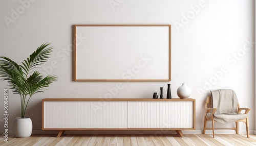 Minimalist Frame and Wooden Console with Silhouette Lighting