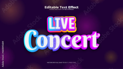 Blue pink and purple violet live concert 3d editable text effect - font style