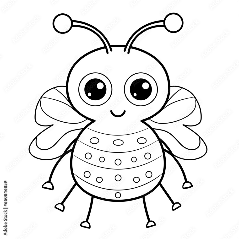 custom made wallpaper toronto digitalCute funny bee for coloring. Vector template for a coloring book with funny animals. Colouring page for kids.	