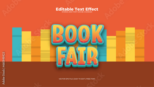 Orange yellow and green book fair 3d editable text effect - font style