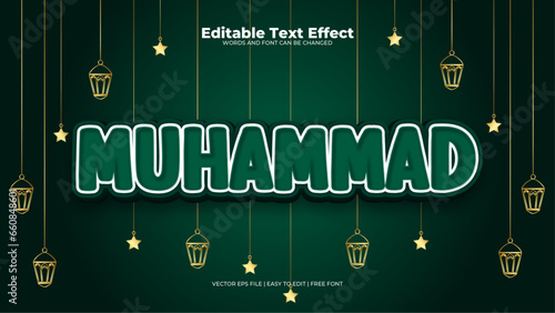 Green and white muhammad 3d editable text effect - font style