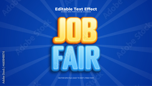 Blue and yellow job fair 3d editable text effect - font style