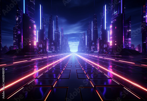 Neon illuminated futuristic backdrop realistic image  ultra hd  high design very detailed