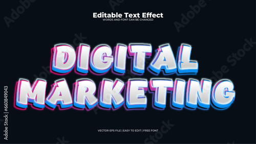 Colorful colourful digital marketing 3d editable text effect - font style