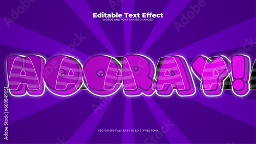 Purple violet hooray 3d editable text effect - font style