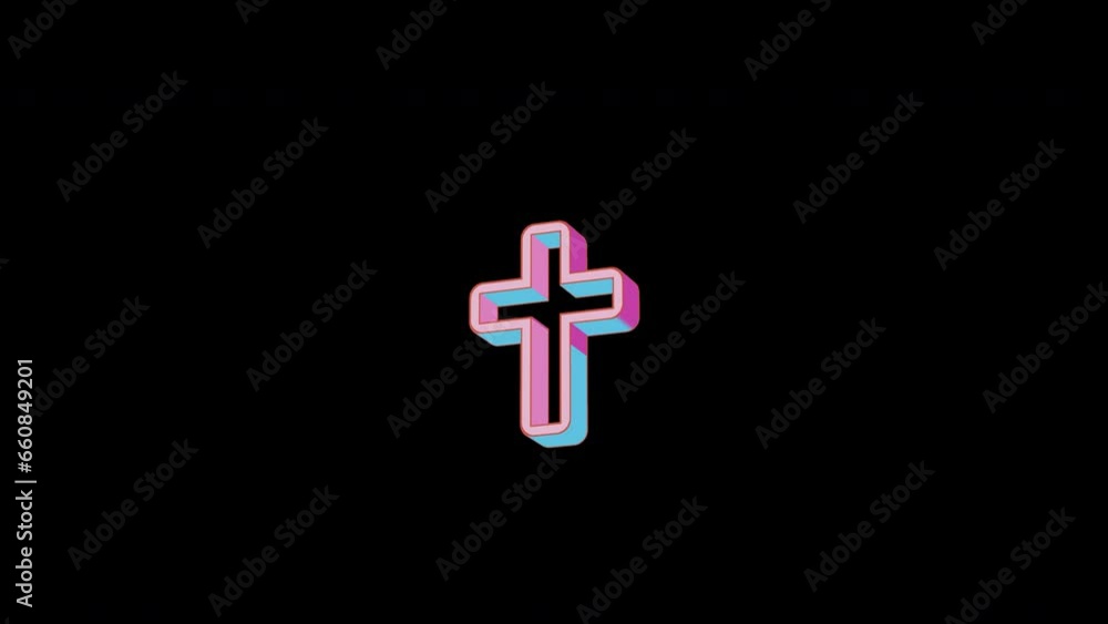 Bright cross icon is jumping merrily. Retro style. Alpha channel black. Looped from frame 120 to 240, Alpha BW at the end Bright cross icon is jumping merrily. Retro style. Alpha channel black. Looped from frame 120 to 240, Alpha BW at the end