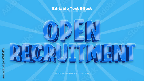 Blue open recruitment 3d editable text effect - font style