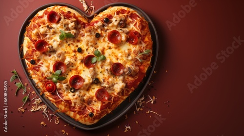 Pizza lover. Heart shaped pizza. Italian food