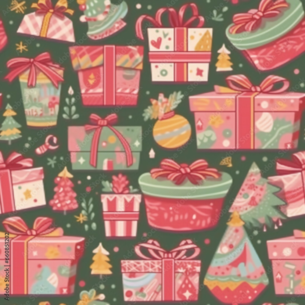 Christmas seamless pattern, gift box seamless pattern, Christmas gift box seamless pattern Christmas seamless pattern, gift box seamless pattern, Christmas gift box seamless pattern