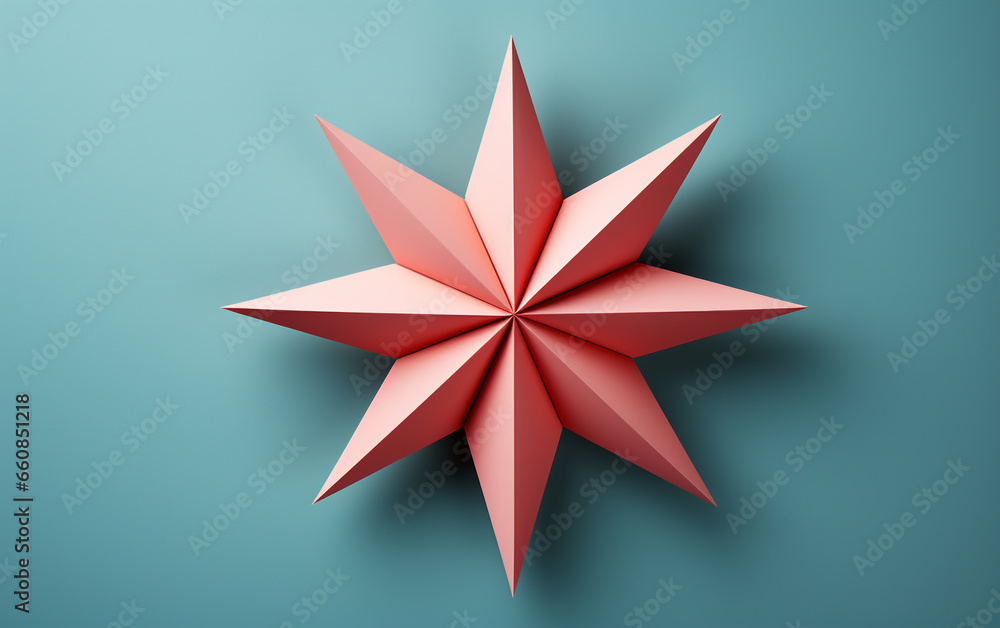 Pink Christmas star on a blue background Pink Christmas star on a blue background