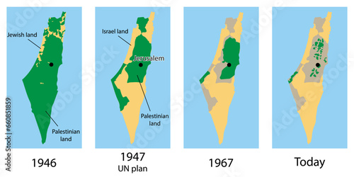 Vector map of the Palestine and Israel territories over the years © Dimitrios