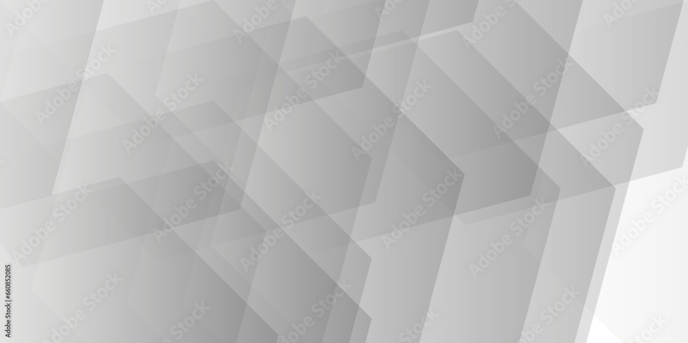 Obraz premium Abstract minimal geometric white and gray light background design. white transparent material in triangle diamond and squares shapes in random geometric pattern. 