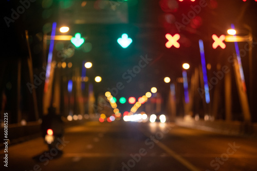 bokeh style of traffic in night
