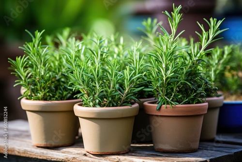Rosemary seedlings in pots. Planting. Healthy eating. © Vovmar