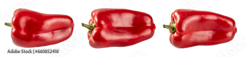 Red bell peppers collection isolated on transparent background 