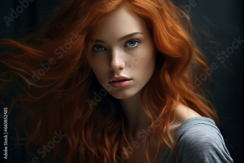 portrait of a beautiful red-haired girl