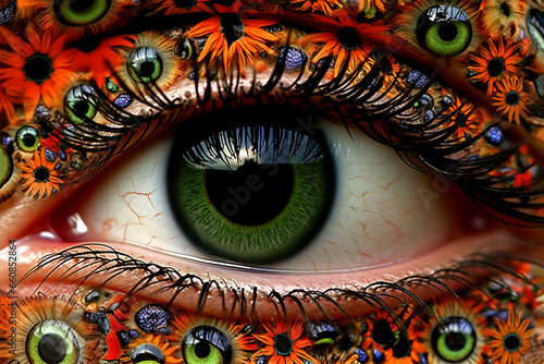 close up of a eye, dilated pupil, hallucinations photo