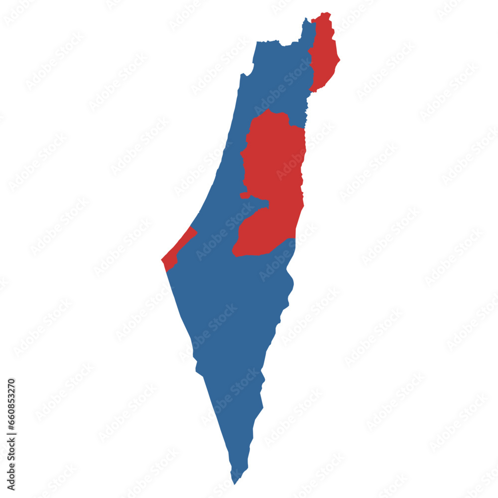 Vector map of Israel, Gaza, West Bank and Golan heights Stock Vector ...