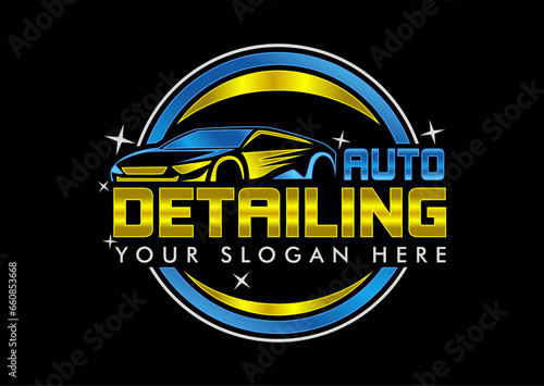 car detailing logo, sticker illustration vector graphic modern design template 