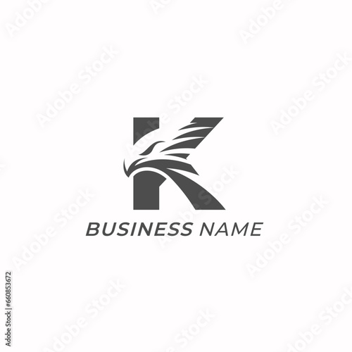 design logo creative letter K and head eagle