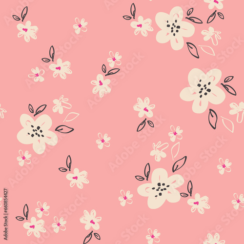 seamless, spaced out, floral pattern, flowers in bunches, clusters