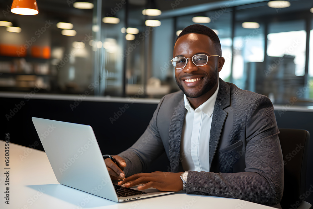 African office worker is working on professional with laptop, Diversity African office worker is working on professional with laptop, Diversity