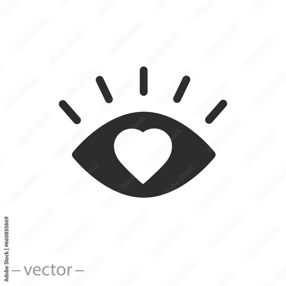 eye with heart icon, vision love, flat symbol - vector illustration - obrazy, fototapety, plakaty 