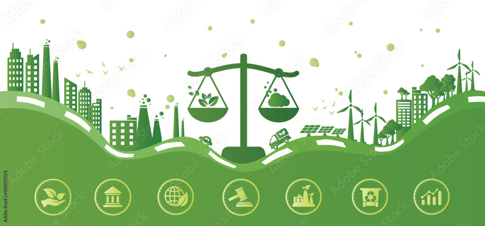 Green rights and law or environment law for better living with eco friendly and sustainable future. Green environment template with isolated icons. Modern flat infographic, vector illustration. Green rights and law or environment law for better living with eco friendly and sustainable future. Green environment template with isolated icons. Modern flat infographic, vector illustration.