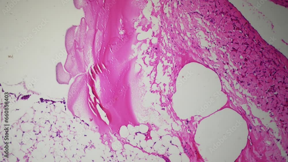 Real specimen of human vein, multiple magnification under microscope