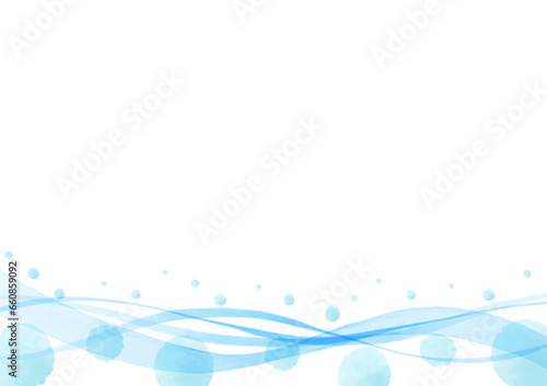 青色のウェーブと水玉模様の背景