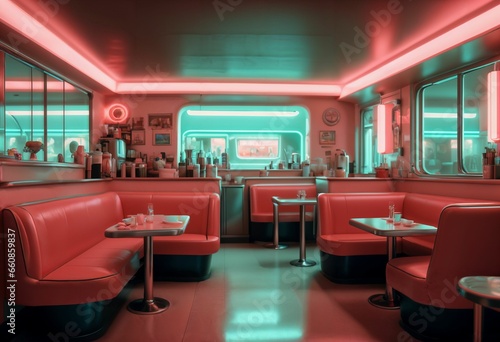 Canvas Print interior retro restaurant