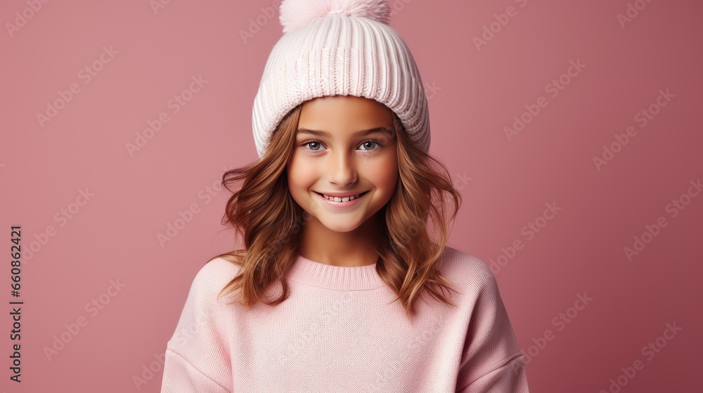 Portrait of a happy smiling child girl on pink. Portrait of a happy smiling child girl on pink.