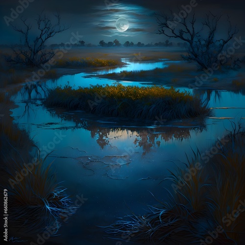 By the shores of the blue witezia water They walk by the moonlight the poetry of the swamps swamp poetry ar 23  © Bryan