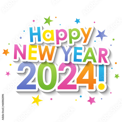 HAPPY NEW YEAR 2024! colorful vector typography banner