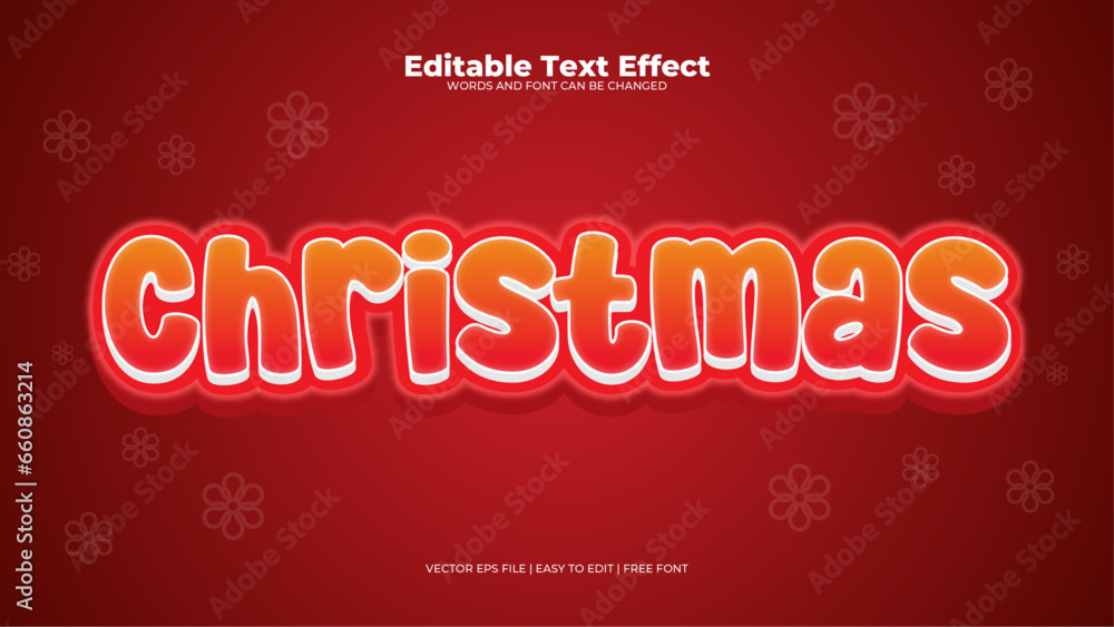 Red and white christmas 3d editable text effect - font style